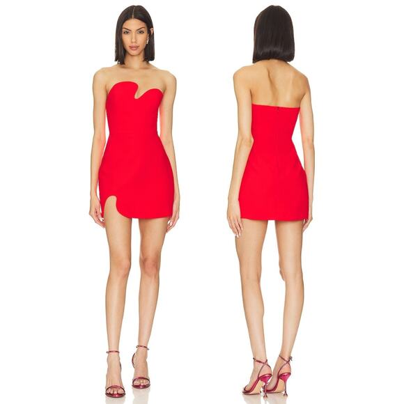 Amanda Uprichard X Revolve Strapless Puzzle Mini Dress Party Sexy Crimson Size S